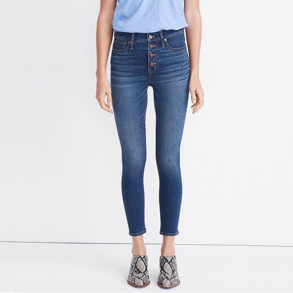 Madewell 9” Mid-Rise Skinny Crop Jeans Button-Front Tencel Denim Edition
